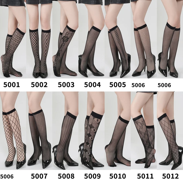 Sexy Fishnet Stockings Hollow Out Woman Socks Transparent Knee High Socks  Gothic Lolita Japanese Mid-tube
