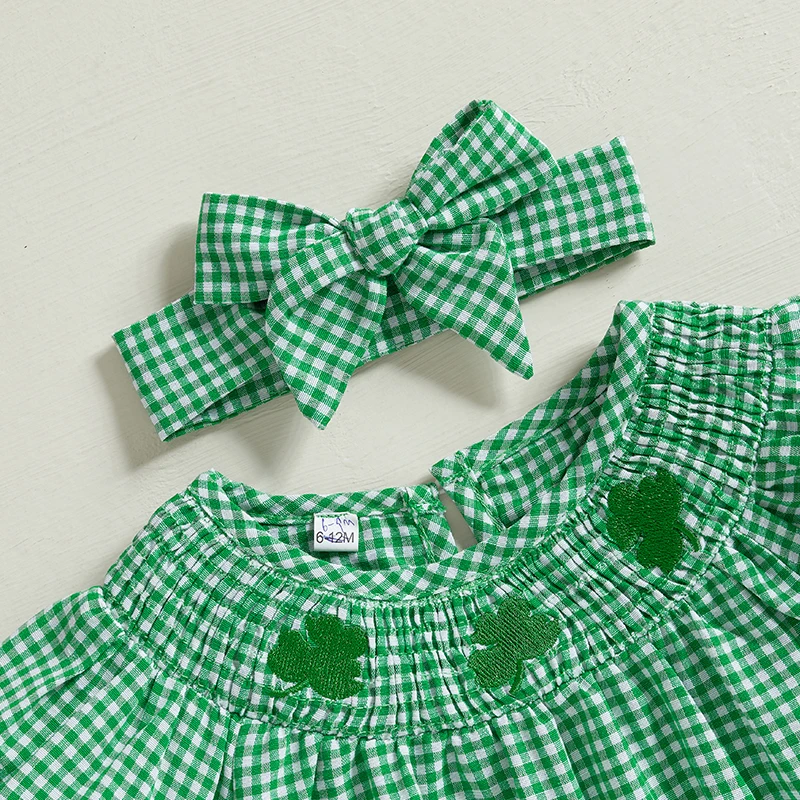 Baby Girl Shamrock Smocked Dress 5