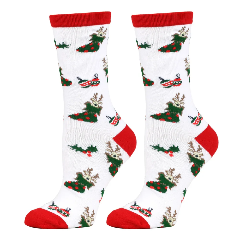 Festive Mid-Calf Christmas Socks - Santa & Gingerbread Cotton Gift Socks