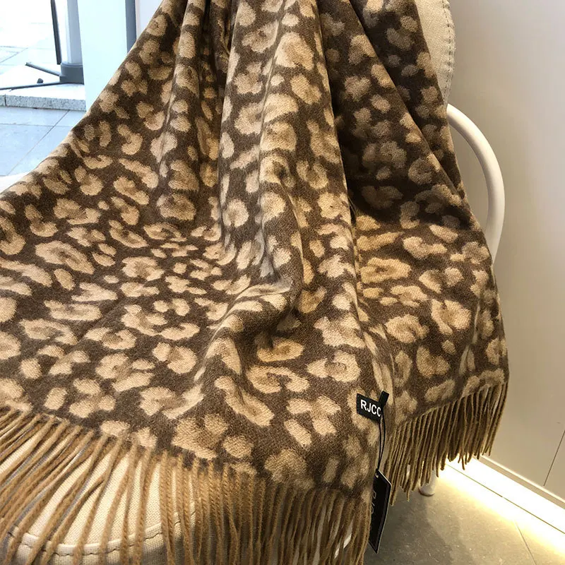 

100% Cashmere Blanket Shawl Leopard Printing Warm Wool Sofa Throw Bed Cover Hotel Office Nap Comportable Cover Home Decoration