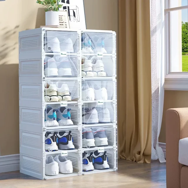 YITAHOME Shoe Storage Organizer, Installation-Free Shoe Box 2-12 Grid Stackable  Shoe Cabinet for Hallway, Living Room, Closet - AliExpress