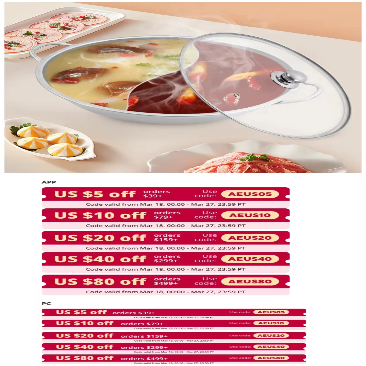 34cm Hot Pot W/ Divider Shabu Shabu Pot & Glass Lid Stainless Steel Hot