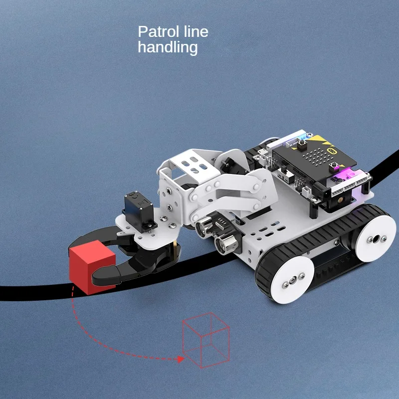 Microbit Robot Car Graphical Programmable Robot Qtruck For Microbit V2 DIY Kit Education Starter Kit Crawler Trace RC Tank