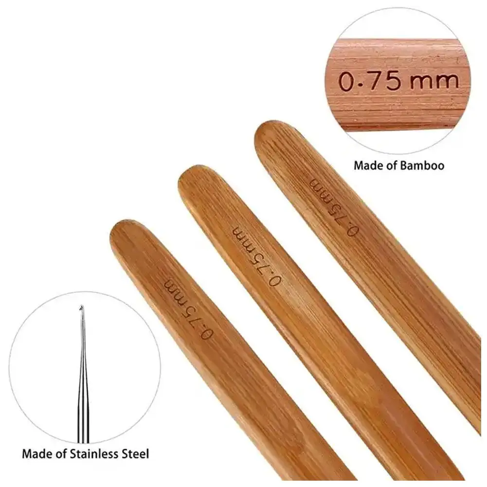 DIY Crochet Needle Hook Bamboo Handle Dreadlock Knit Hair 5Pcs Braid Women Weaving Beauty Tool Braiding Making Hair Tool J4A9