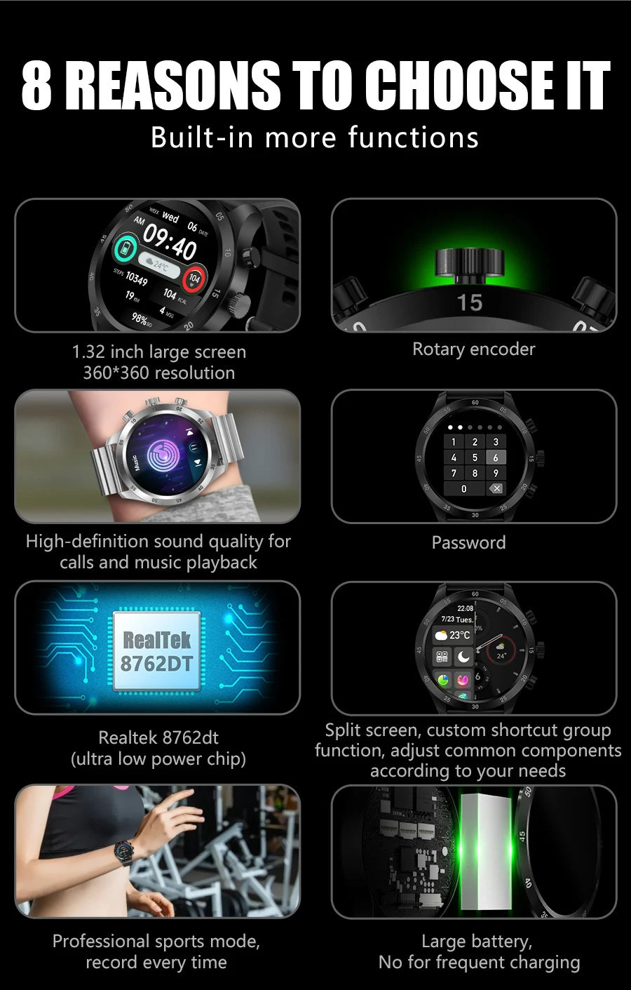 2022 Smart Watch Men Bluetooth Call Custom Dial Full Touch Screen Waterproof Smartwatch Sport Fitness Tracker Watch For Men