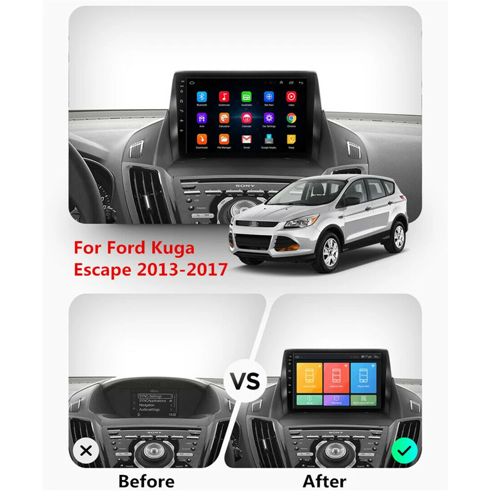 9" Android 9.1 Car Stereo Radio GPS Media Player WIFI For Ford Kuga Escape 13-17 