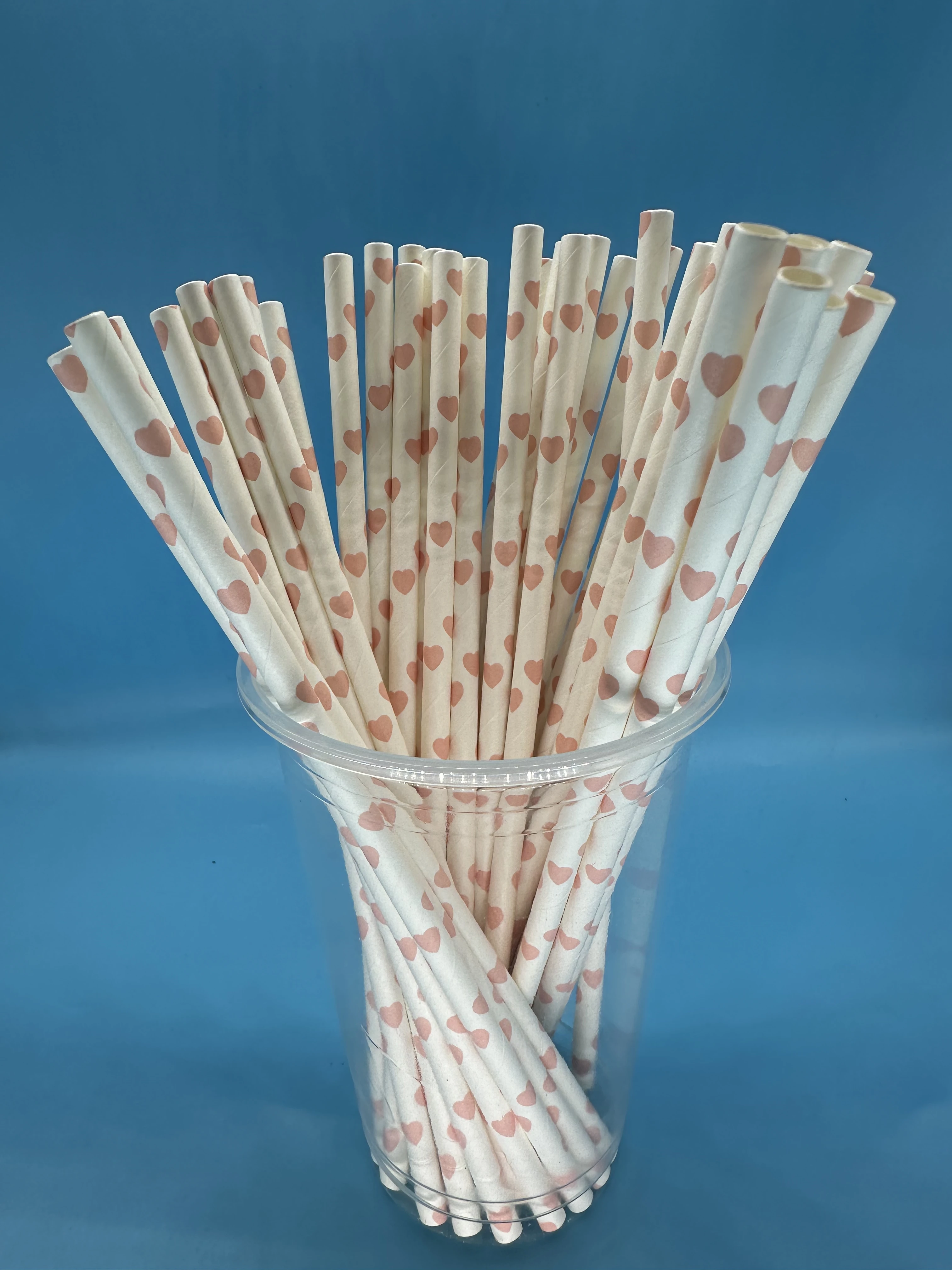 Pink Heart Artist Biodegradable Paper Straw For Canteen,Bar,Hotel,Drinking Straw Hand Making Party Decoration Xmas Deco