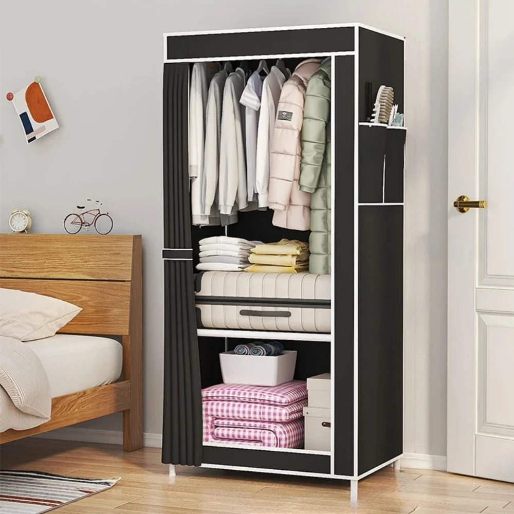 Fabric Wardrobe Minimalism Fabric Wardrobes Organizer Floor Multi Layer Clothing Storage Cabinets Bedroom Dust Proof Foldable Clothing Hanger