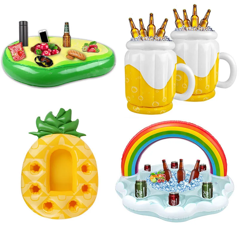 

Water Inflatable Ice Bar Pineapple Pool Drink Holder Creative Porous Coaster Floating Snack Tray