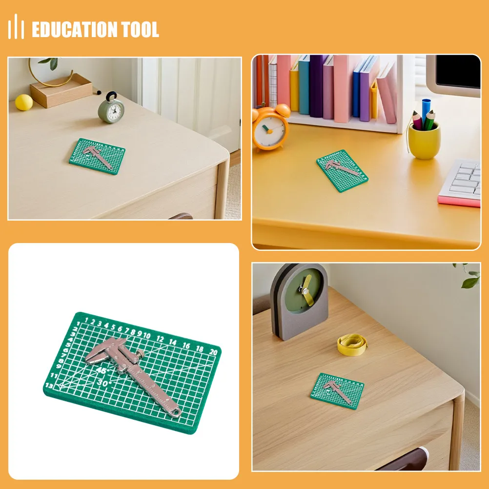 1세트 미니어처 버니어 캘리퍼스 교육용 소품, 인형의 집 미니어처 장 미니 자와 매트 용품