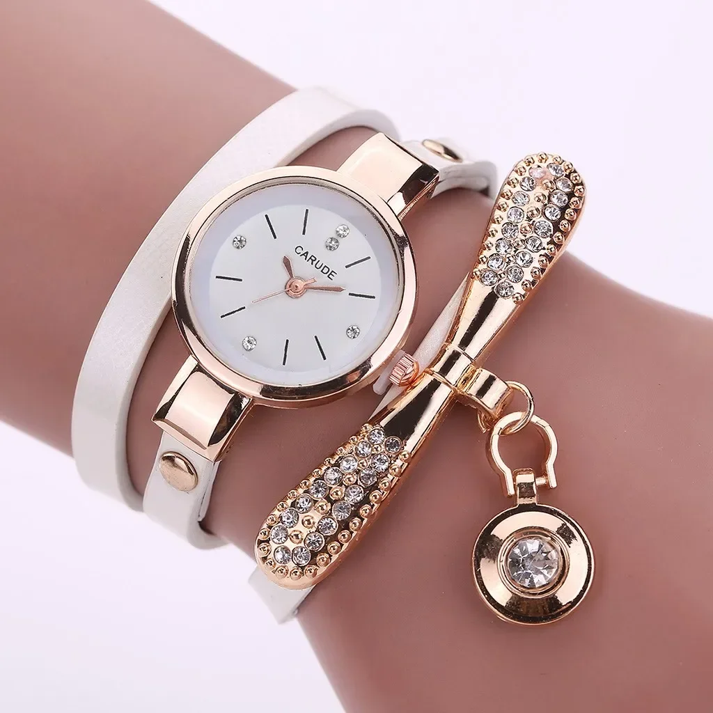 

Retro Women Watch Leather Water Drop Pendant Bracelet Dial Analog Quartz Wrist Watch Wrist Watch Women Clock zegarek damski