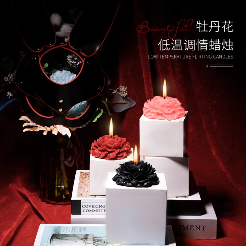 Peony Flower Shape Low Temperature Candle Bdsm Wax Dropping Bed Flirting Sexy Massage Erotic Candle Games Sex Toys