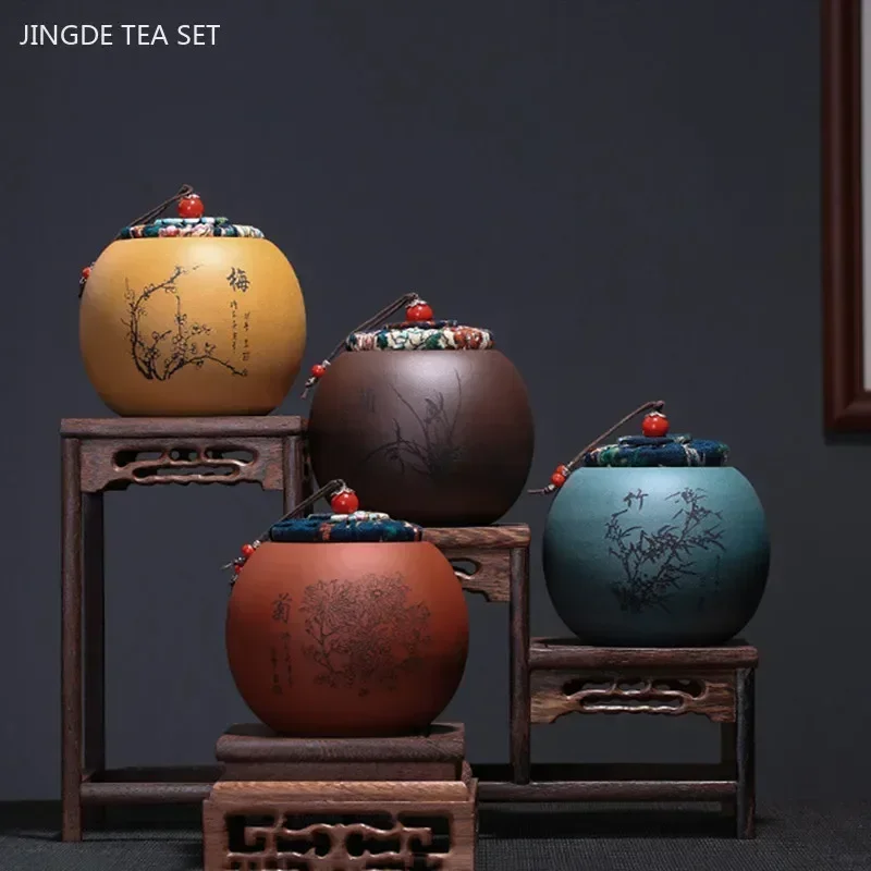 Chinese Yixing Purple Clay Tea Jar Sealed Tea Storage Tin Moisture-proof Pu'er Box Zisha Accessories Coffee Container