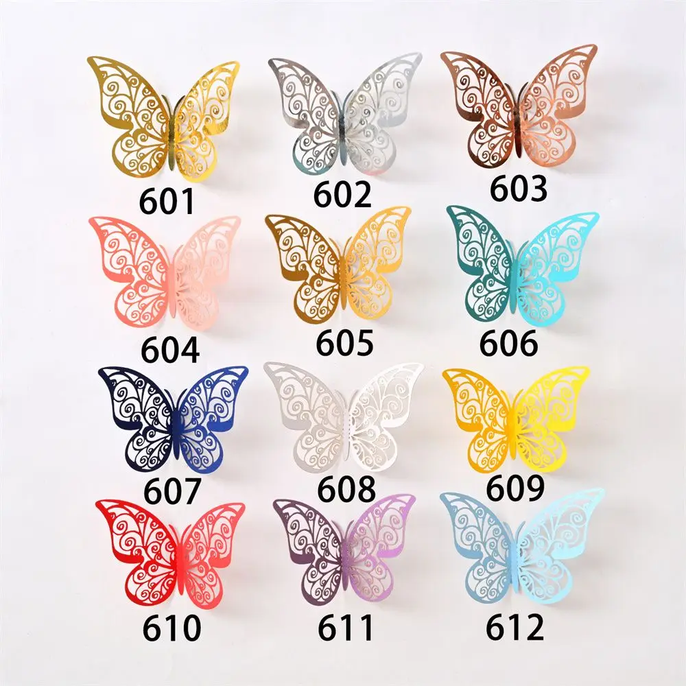 12PCS 3D Butterfly Wall Decals Stickers Hollow Butterflies Decal Butterflies Wall Art Decor For Wedding Party Home Decor