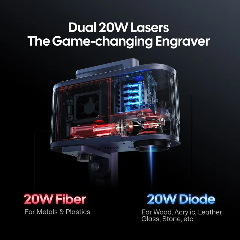 Laserpecker-ポータブル彫刻機,青色レーザー,20W,ファイバーダイオード