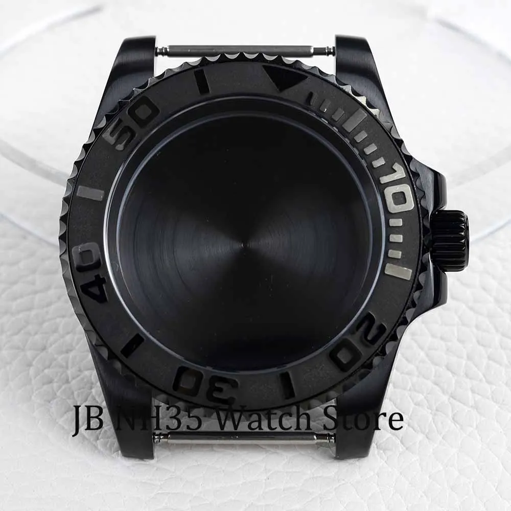 Luxury Black Stainless Steel Men's Watch Case with Sapphire Crystal - Yacht-Master Design, 40mm, Waterproof
