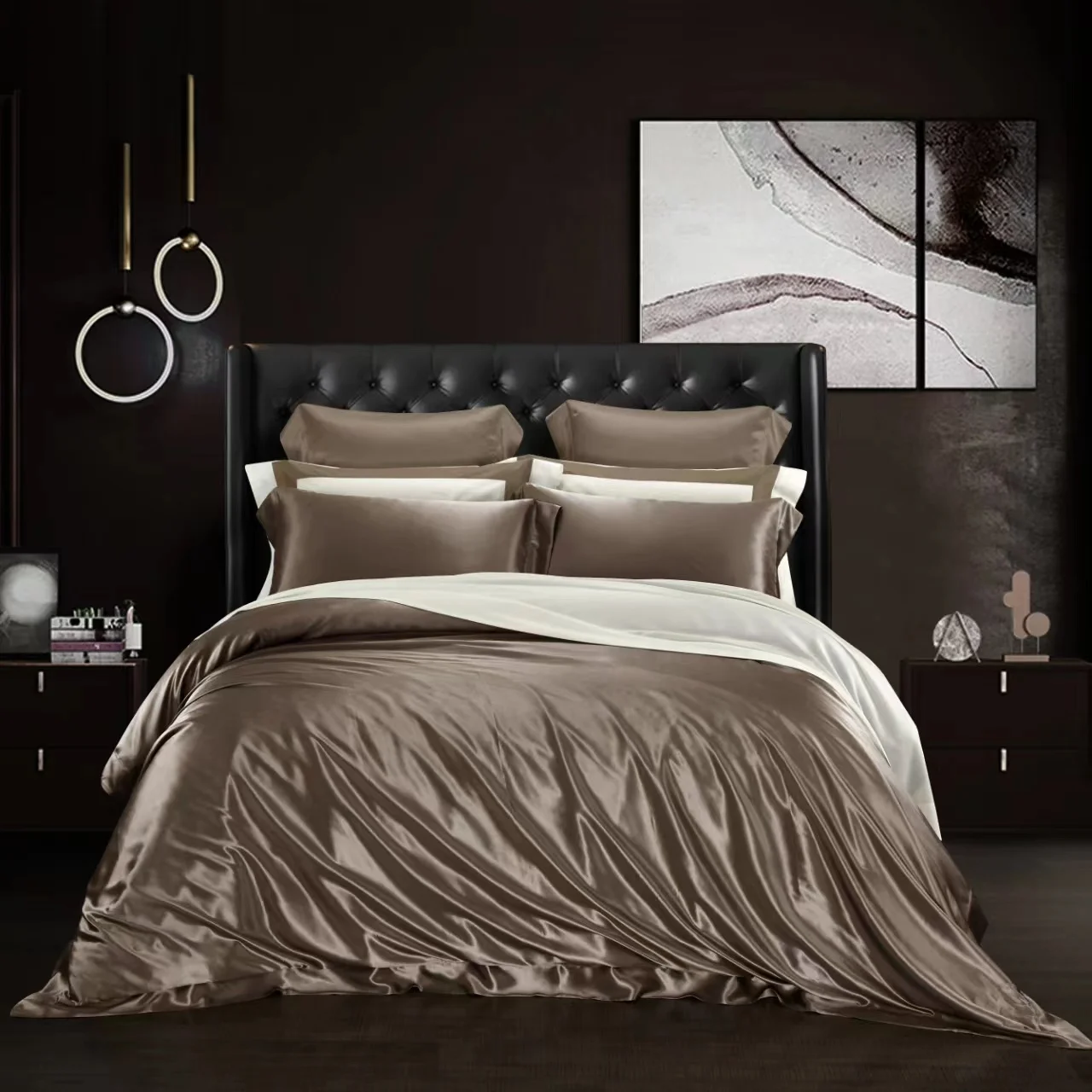 

Luxury Silk Bedding Set 100% Mulberry Silk Fabric 19 momme Bed Sheet/Pillow Case/Quilt Cover Solid Color HB08