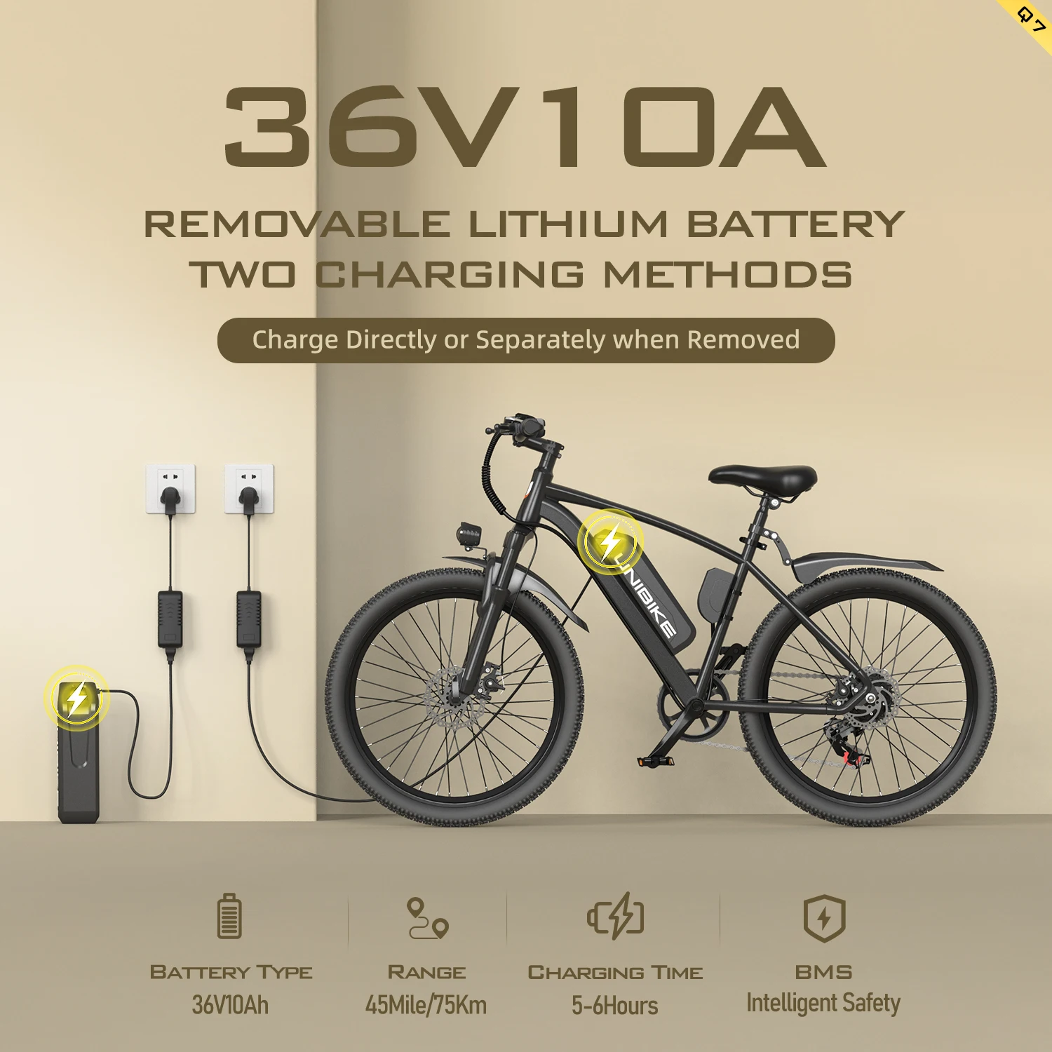Bicicletta Elettrica Aairsk da 26 Pollici, 400W, Batteria al Litio, 22MPH, Consegna Rapida, E-Bike per Adulti, Disponibile in Magazzino USA - immagine 5