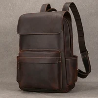 Fashion Leather Backpack Men Male Laptop Backpack For 15.6 Inch ComputerTravel Backpack Men's Leather Bagpack School Daypack Men 1