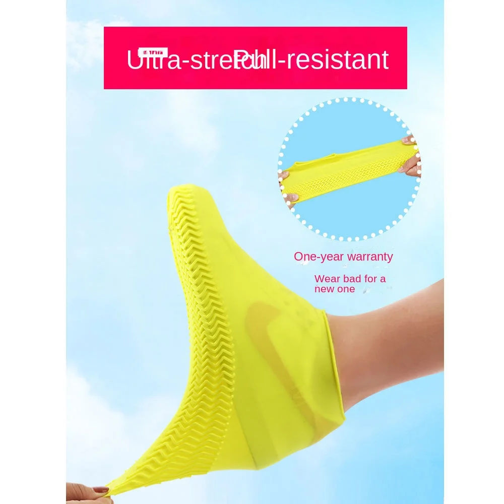 Rain Boots Cover Silicone Waterproof Shoe Cover Children Rainy Day Outdoor High Tube Thickened Non-slip