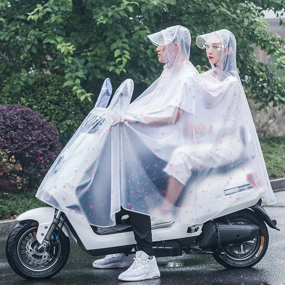 Windproof Raincoat For Electric Bike Motorcycle EVA Double Brim Covering Face Riding Poncho Motorcycle Raincoat For 1/2 People