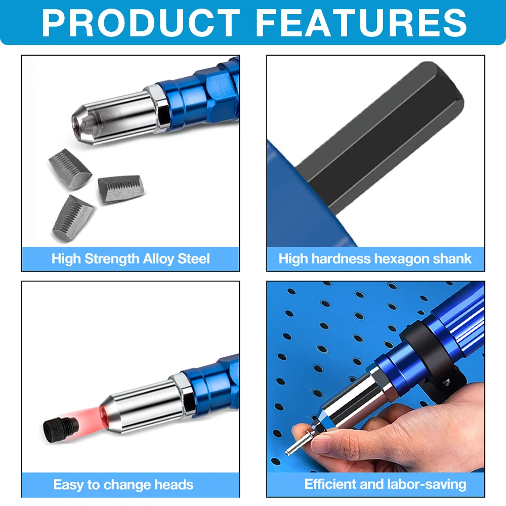Rivet Gun Electric 2.4mm-3.2mm-4.0mm-4.8mm Home Cordless