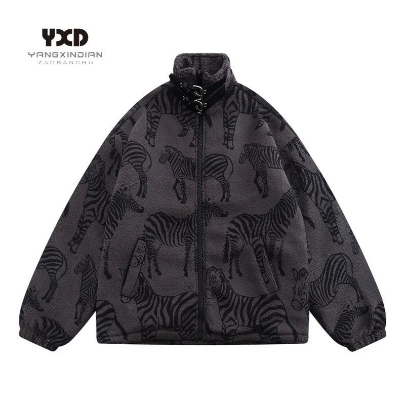 

Куртка мужская зимняя из овечьей шерсти, с принтом зебры