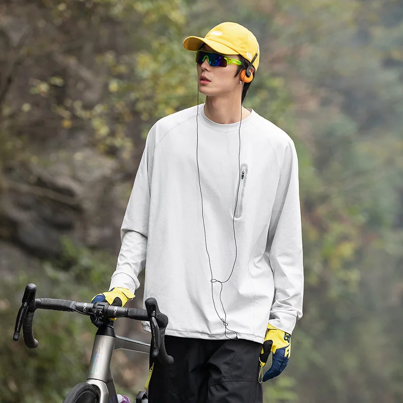 Outdoor Casual Sports Cycling Long Sleeve T-Shirt Fitness Running Quick Dry Hundred Sleeve Pullover Spring Top Sunscreen UPF50+