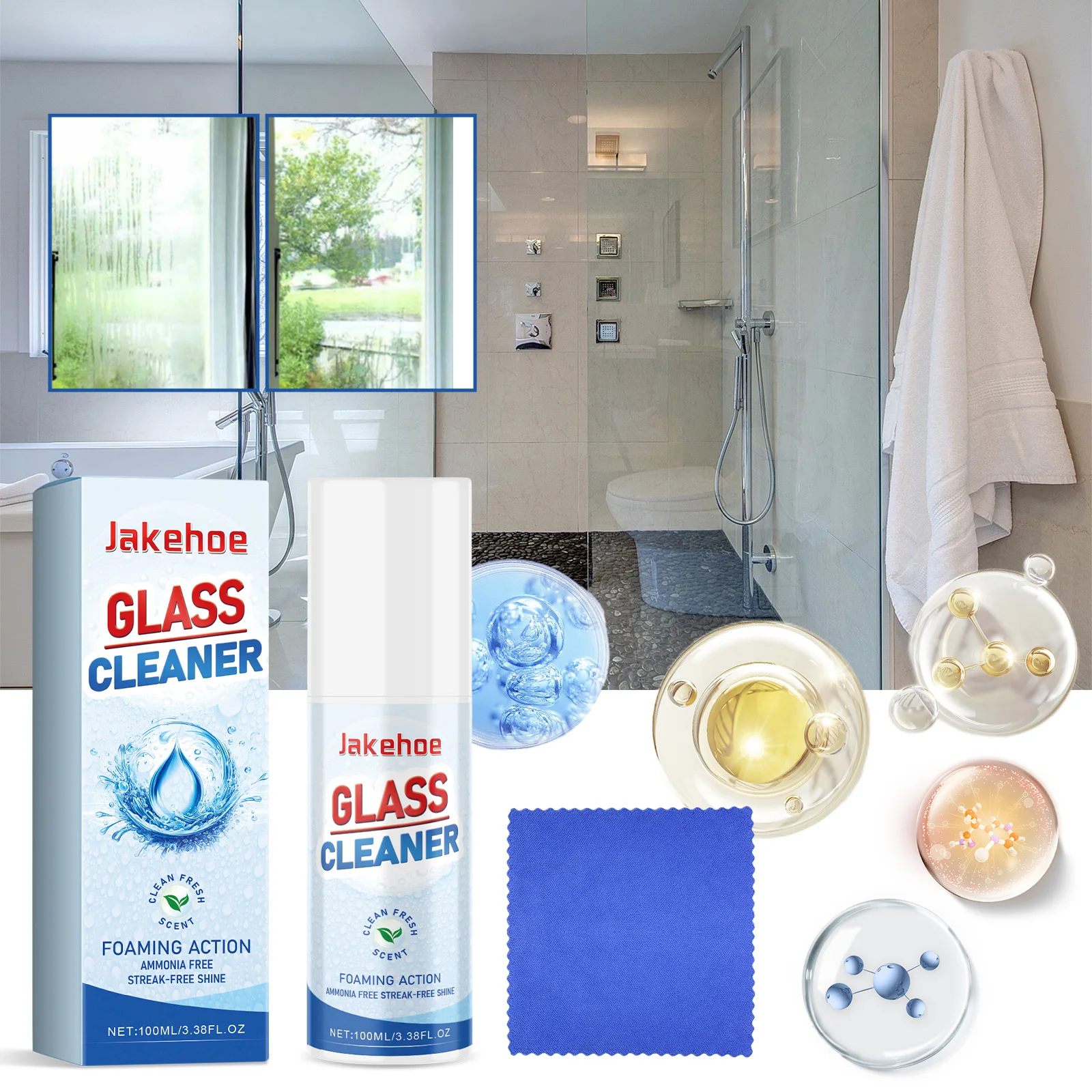 1/2/3/5Set Glass Cleaner Powerful Dust & Stain Remover Crystal Clear Mirror Finish Eco-Friendly Professional