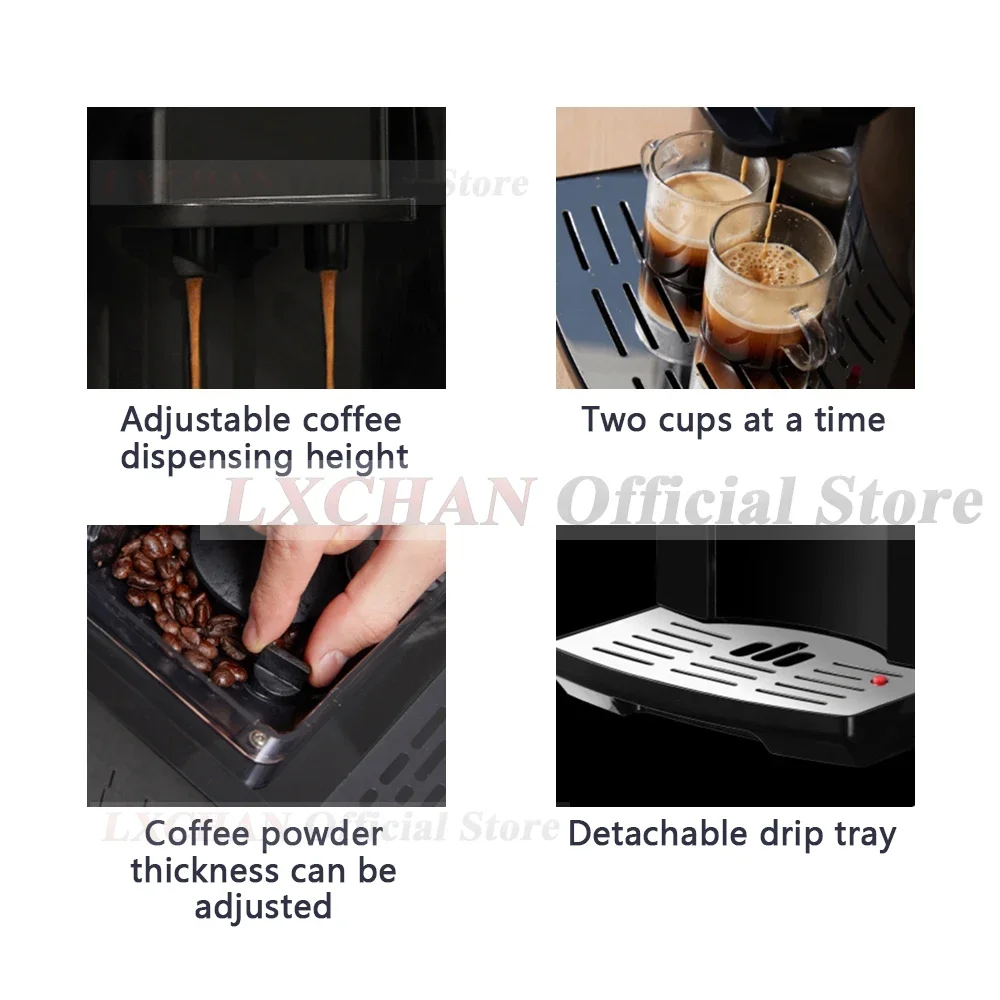 HomeWise Full Automatic 19 Bar Coffee Maker Coffee Bean Grinder Milk Foam Espresso Coffee Machine Hot Water and Milk Froth 4