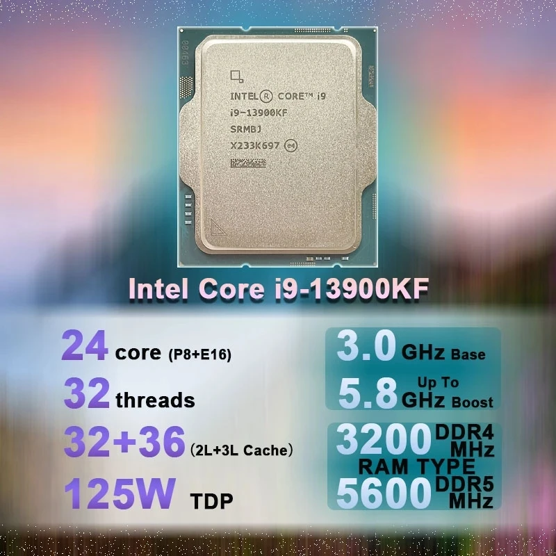 인텔 i9 13900KF CPU + GA B760M AORUS ELITE DDR5 마더 보드 + Kingston FURY Beast DDR5 32G (16G * 2) 5200 MHz 램 슈트 LGA 1700