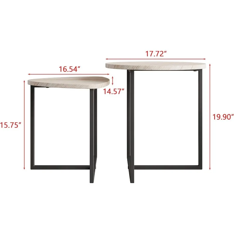 Round Coffee Table Set of 2 End Tables for Living Room,Black Small Coffee Table Living Room 2