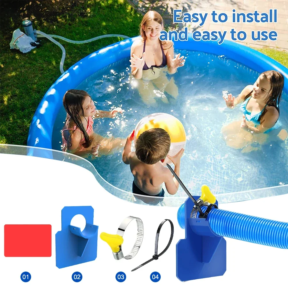 

30-38mm Swimming Pool Pipe Holder Hose Bracket Mount Supports Pipes for Intex Above Ground Hose Outlet with Cable Tie Fixing