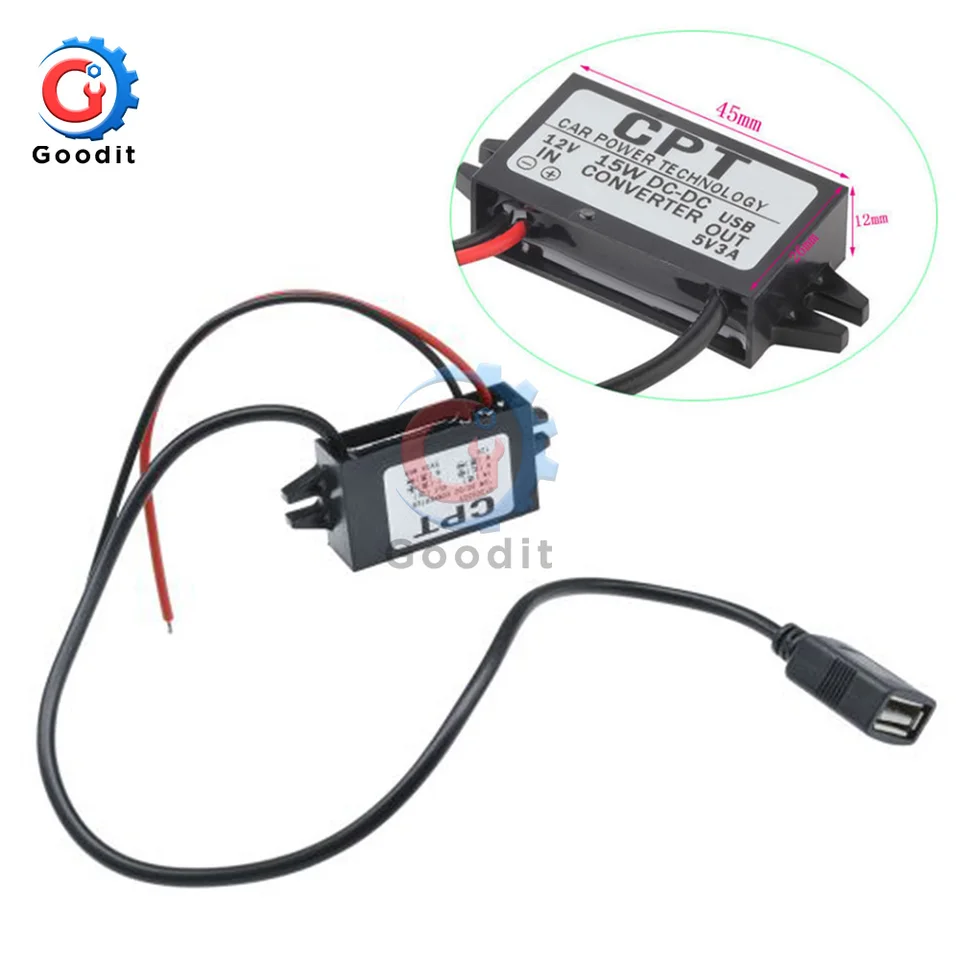 Convertisseur 12V Vers 5V DC Avec 2 Ports USB - Puissance 15W, Courant Max 3A - Protection Surintensité/surtension - Pour Voiture, électronique - 8