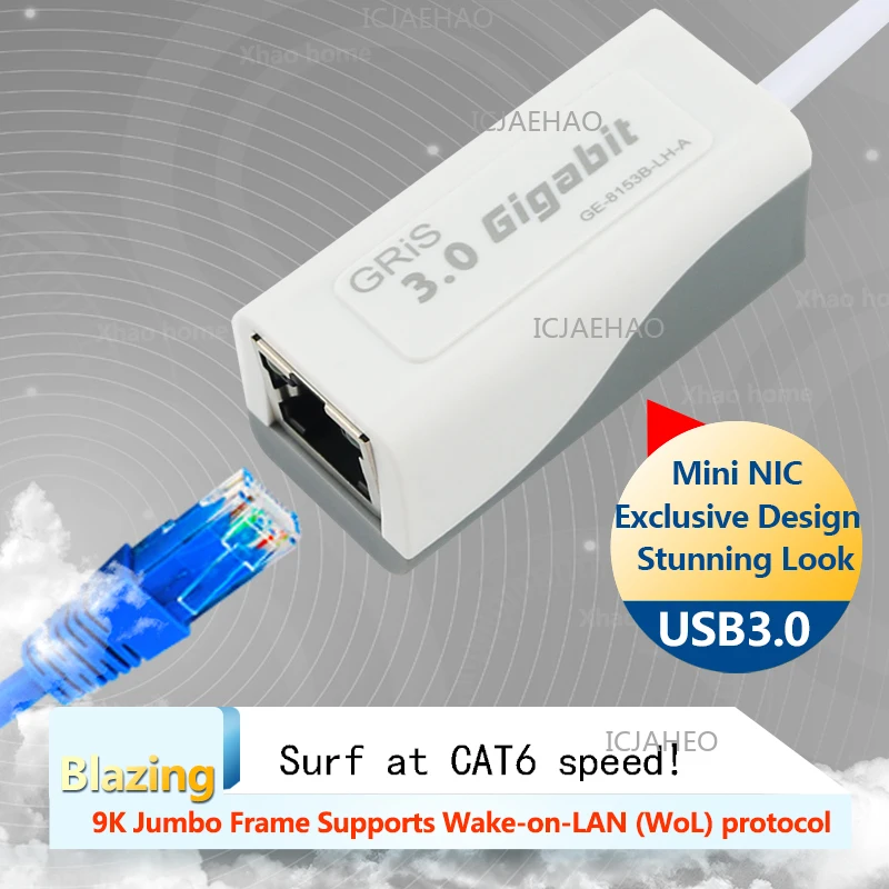 유형-A 이더넷 어댑터 100/1000Mbps Usb3.0 - Rj45 Lan for Win/Linux 네트워크 카드 노트북 PC RTL8153B 어댑터 플러그 앤 플레이