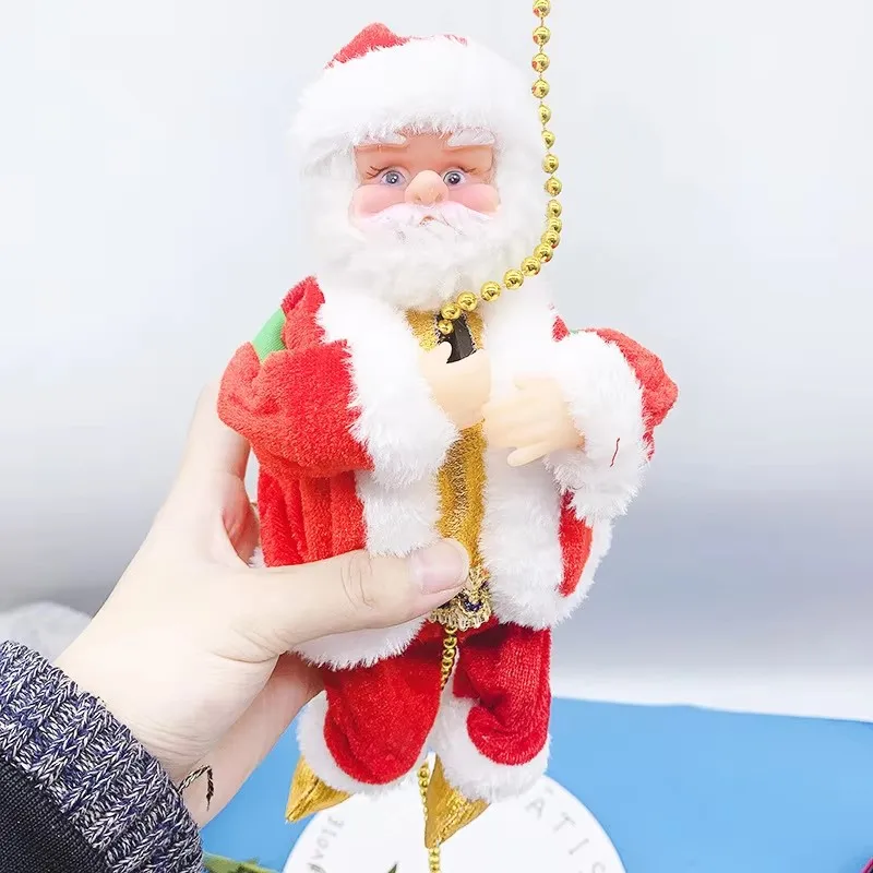 Electric Santa Claus Climbing Rope Ladder With Music Toy For Christmas Tree Home Decoration New Year Gifts Ornaments