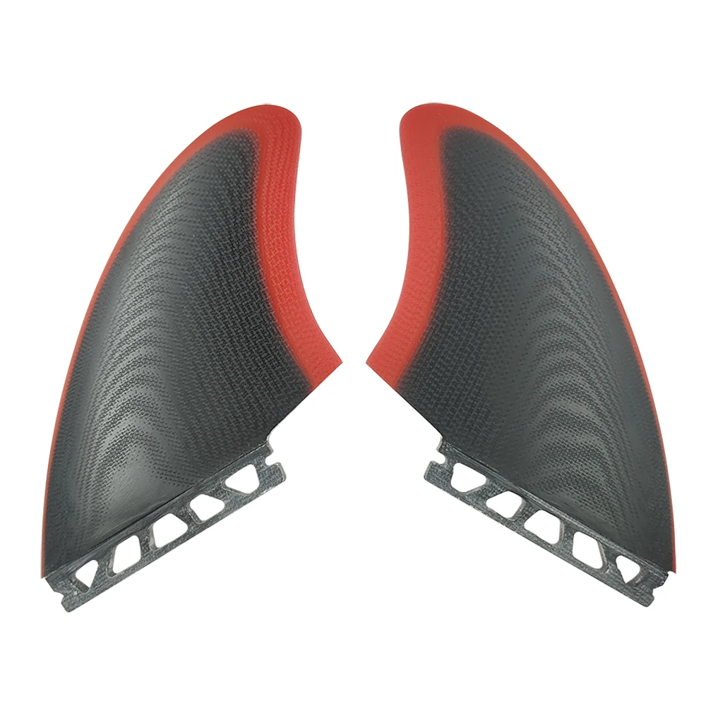 UPSURF-Fiberglass Twin Fins for Surf, Keel Twin Fins, Clear Red and Black, Funboard and Shortboard