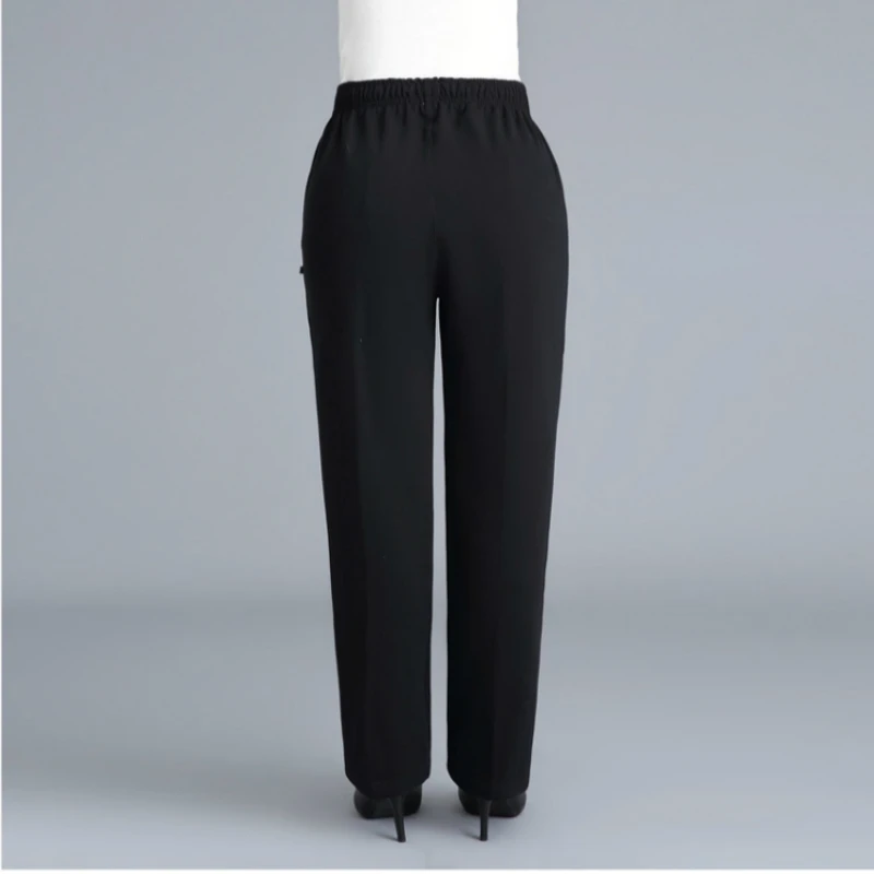 KRECS Ladies Pants, Middle Aged Old Women Spring Summer Pants Thin Elastic  Waist Straight Pants Casual Comfortable Mother Nine Points Pants Trousers  (Color : Black, Size : 5XL) : : Clothing, Shoes