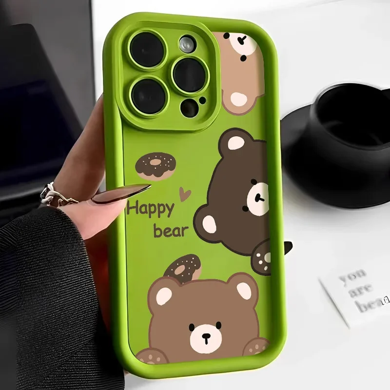thumbnail image 1 of Funda de teléfono con dibujo de oso para iPhone, carcasa suave de silicona de caramelo para modelos 12, 11, 13, 14, 15 Pro Max, XR, XS, X, 7, 8, 15 Plus, SE SE3, 1 of 5