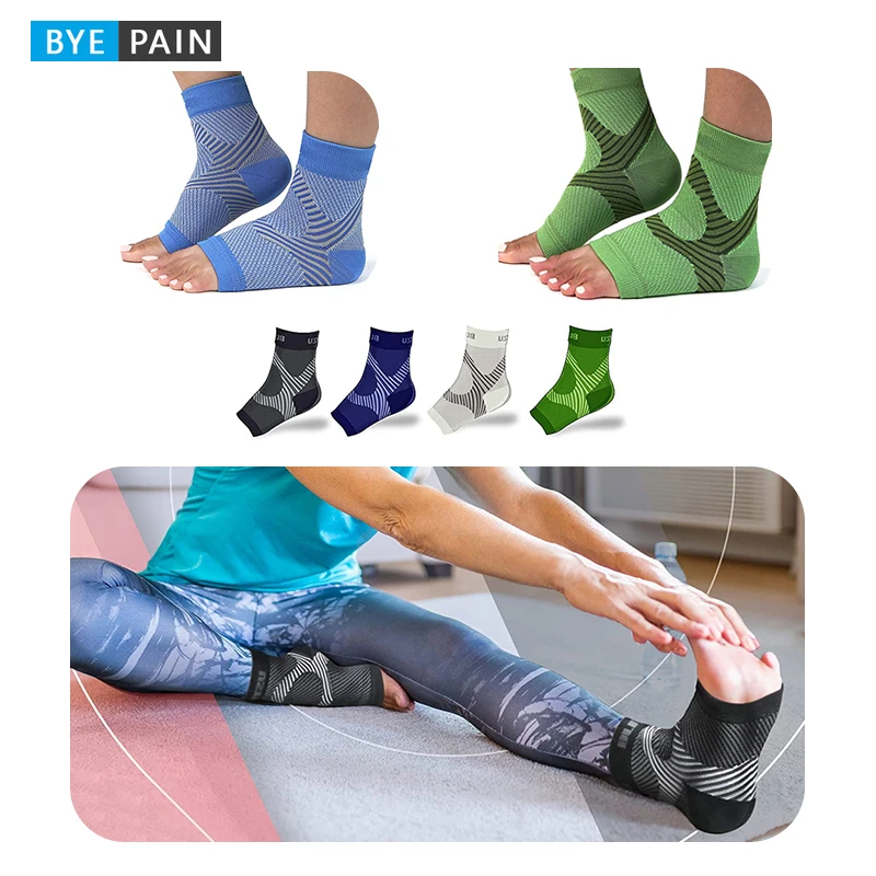 1Pair Ankle Compression Sleeve Open Toe Ankle Compression Socks Plantar Fasciitis Support Brace for Men Women Arch Support