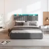 Queen Size Lift Up Storage Bed Frame, Height Adjustable Storage Headboard with Charging Station, LED Lights Upholstered Bed 3