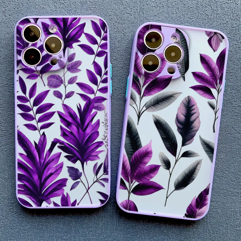 Tropical Purple Leaf Flower Shockproof Phone Case
