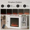 Fireplace Corner TV Stand, Entertainment Center with 18" Fireplace, TV Console Table with Glass Door Storage Cabinet (White) 2