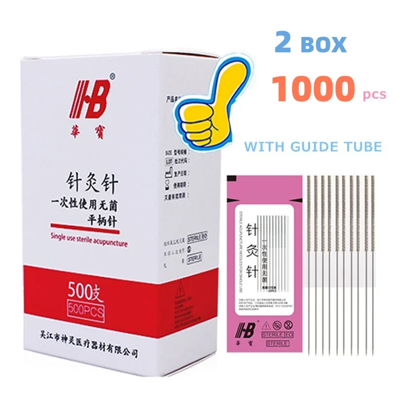 Disposable Sterile Needle 1000 Acupuncture Needles with Tube Acupoint Massage Beauty Acupressure Massage Sterilze Needle CE