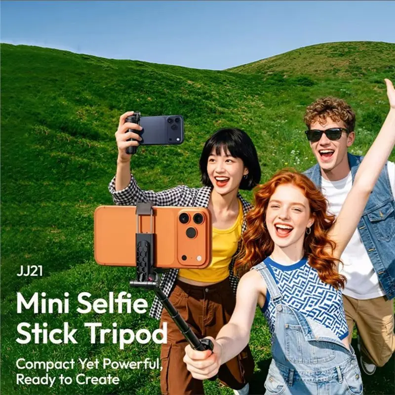 Mini selfie stick statief met licht en telefoonhouder_voghion.com