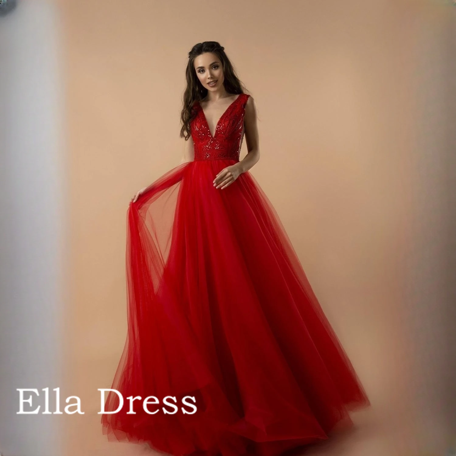 

Женское вечернее Платье Bella Philosophy, красное Тюлевое платье с V-образным вырезом и аппликацией, элегантное платье для женщин, роскошное женское платье