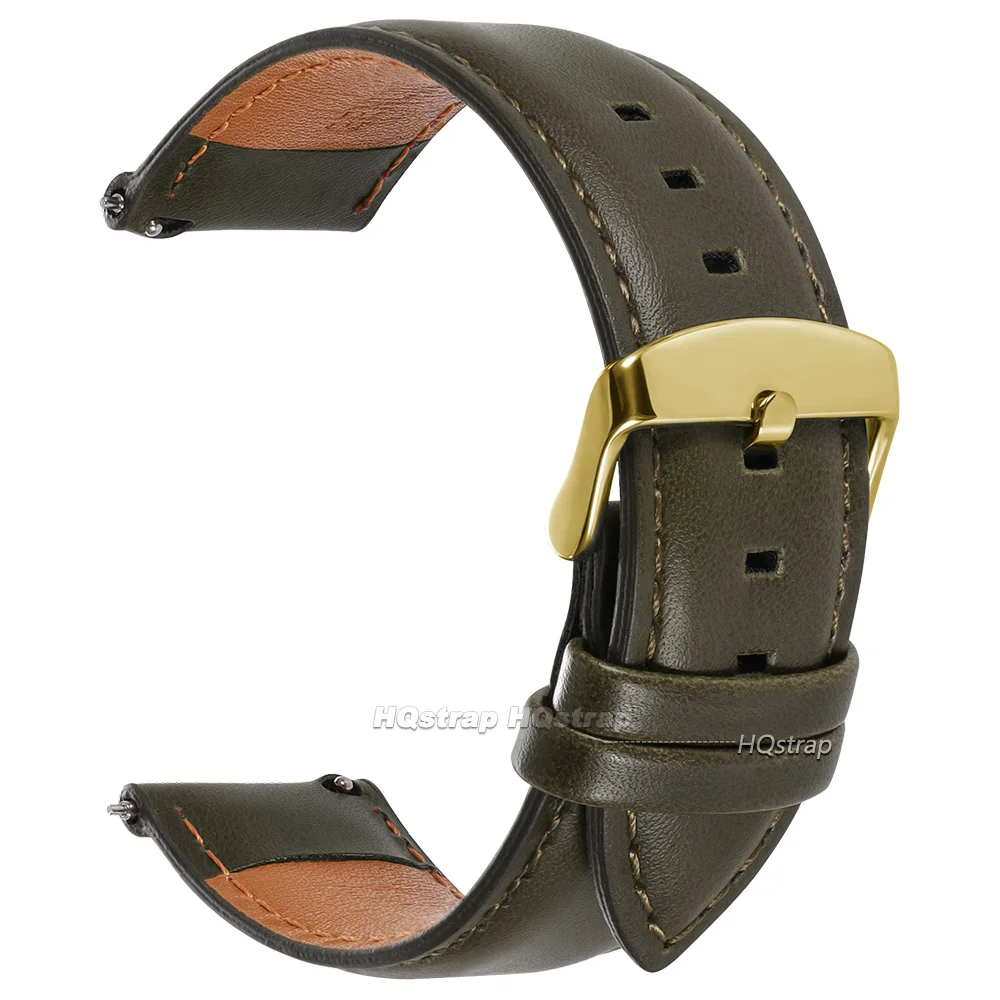 Elegant Vintage Brown Leather Watchband - Premium Cowhide Strap with Quick Release