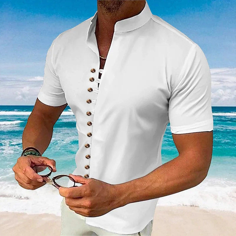 Summer Fashion cotton short-sleeved Shirt casual Men's short-sleeved Top British loose T-shirt