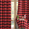 Christmas Check Plaid Curtains Semi-Blackout Windows Curtains for Bedroom Drapes in Living Room Red&green Farmhouse Home Decor 3