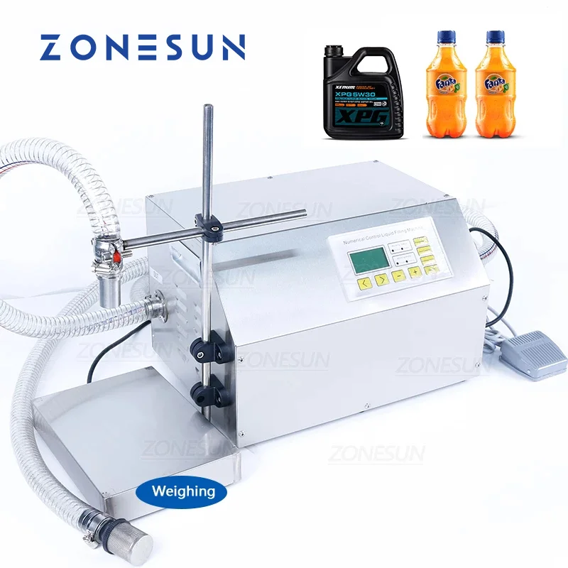 

ZONESUN 35L Weighing And Filling Machine ZS-DP431W Electric Diaphragm Pump Shower Shampoo Edible Oil Water Drink Liquid Bottle